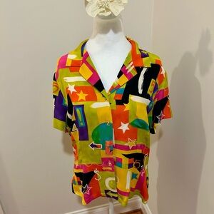 Dana Buchman Multicolor Geometric Blouse